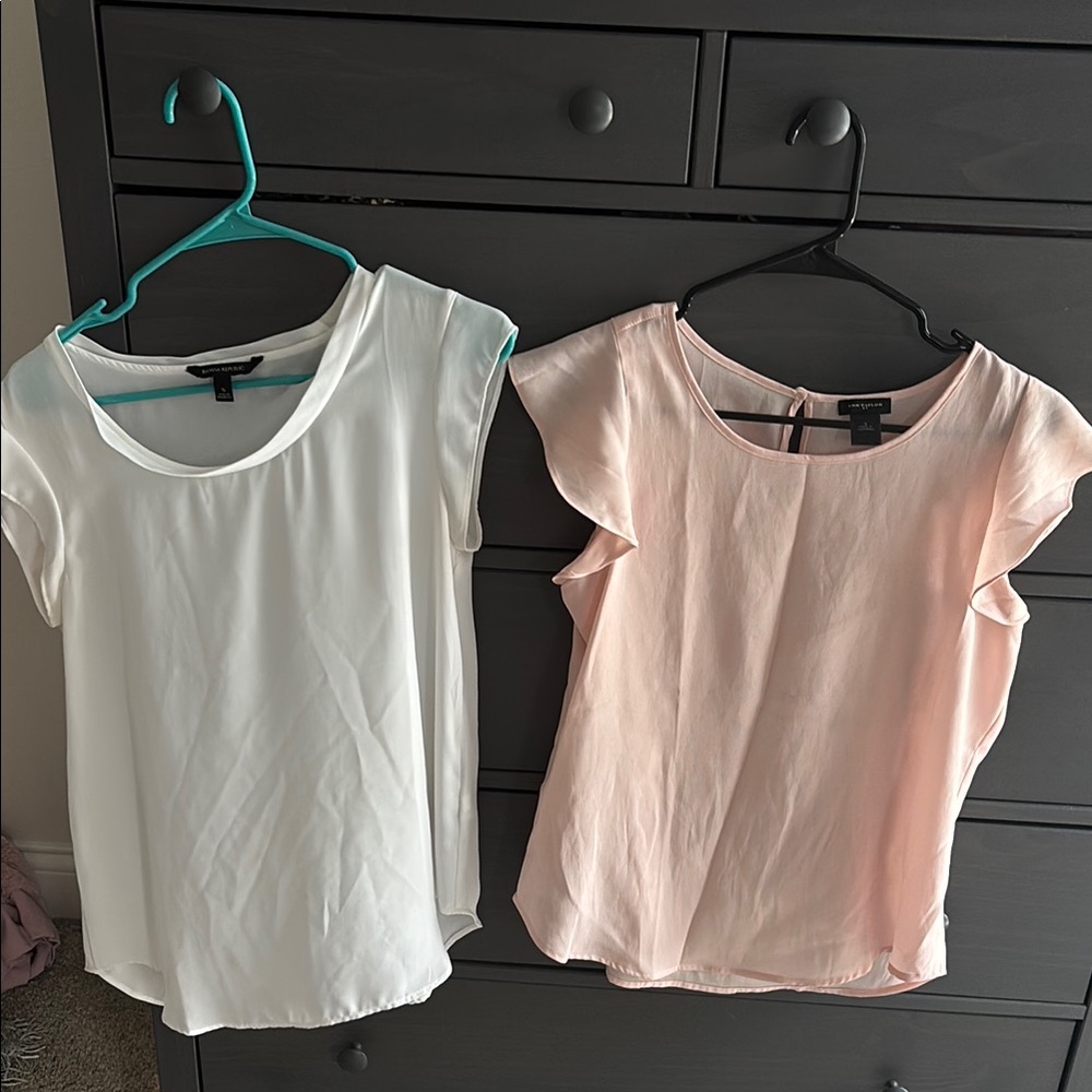 2-Women's White and Pink Blouses Small